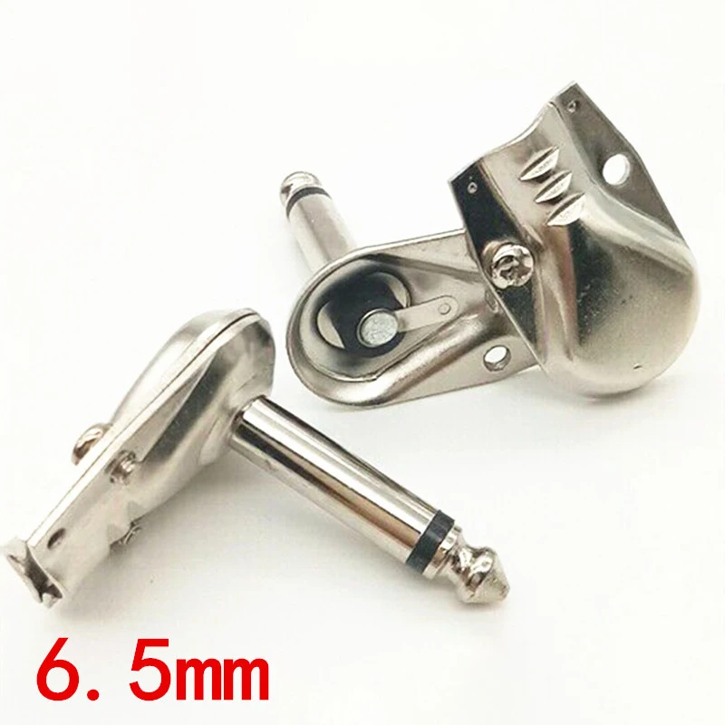 6.35 mm Mono/Stereo 2/3 Pole Jack Plug 6.35mm 90Degree Right Angle for Guitar Phono Pancake 1/4 Inch Connector