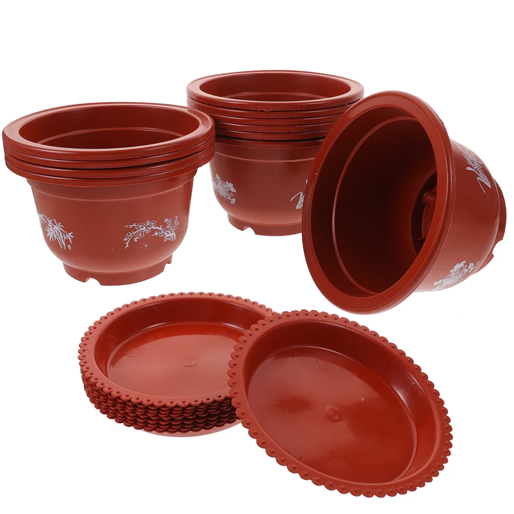

10pcs Thickened Flower Pot Bonsai Planter Pots Bowl Stand Indoor Watering Lightweight Durable Gardening Mini Roses