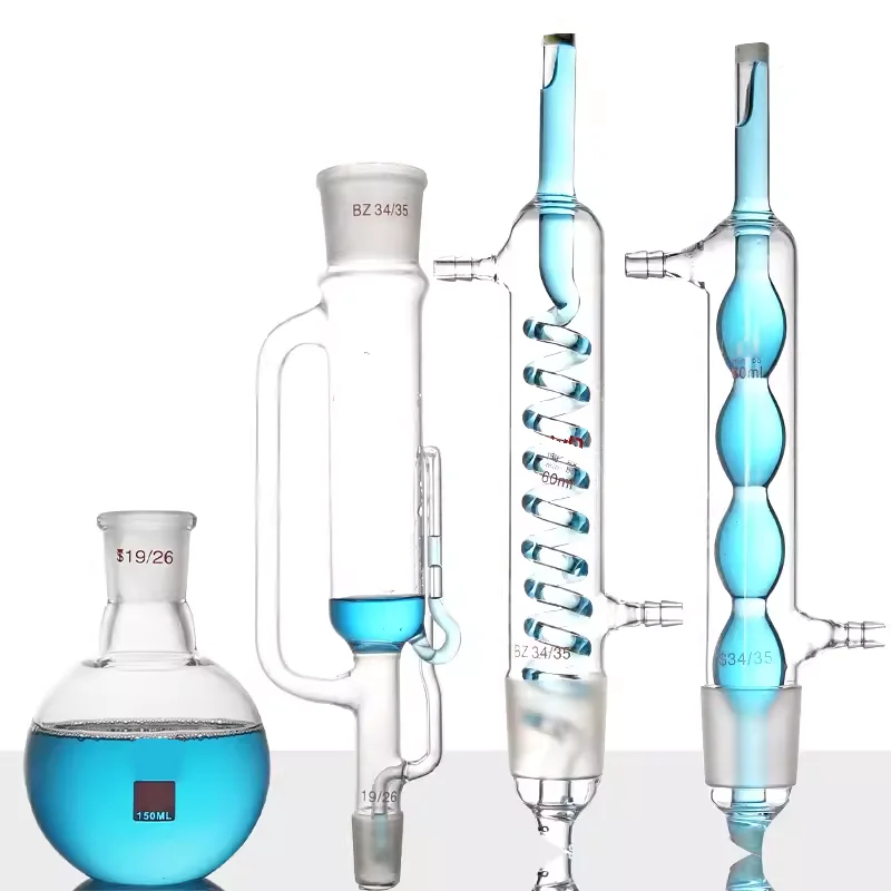 Glass spherical fat extractor snake-shaped Soxhlet extraction device filter tube extractor 60ml 150ml 250ml 500ml 1000ml