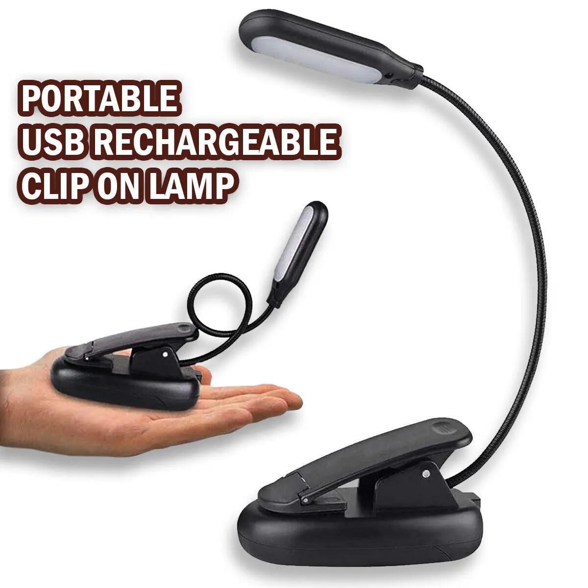USB Rechargeable LED Reading Light Portable Clip-On Book Light for Piano Travel Camping Night Reading Perfect Gift for Students