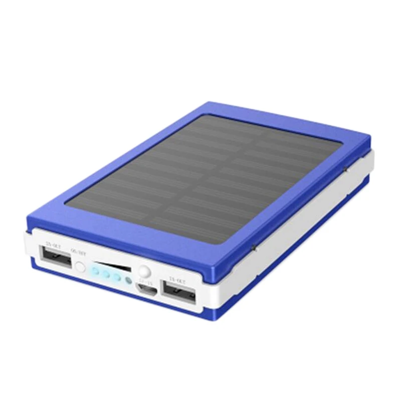 Zasilanie mobilne solarny, 10000MAh przenośny powerbank z Dual USB Mini akumulator skarb do telefonów komórkowych, niebieski