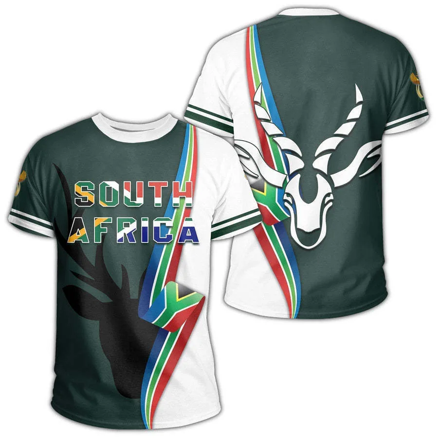 South Africa Map Flag Graphic T Shirts Fashion Springbok 3D Printed T Shirt For Men Clothes National Emblem Tshirt Dashiki Tops