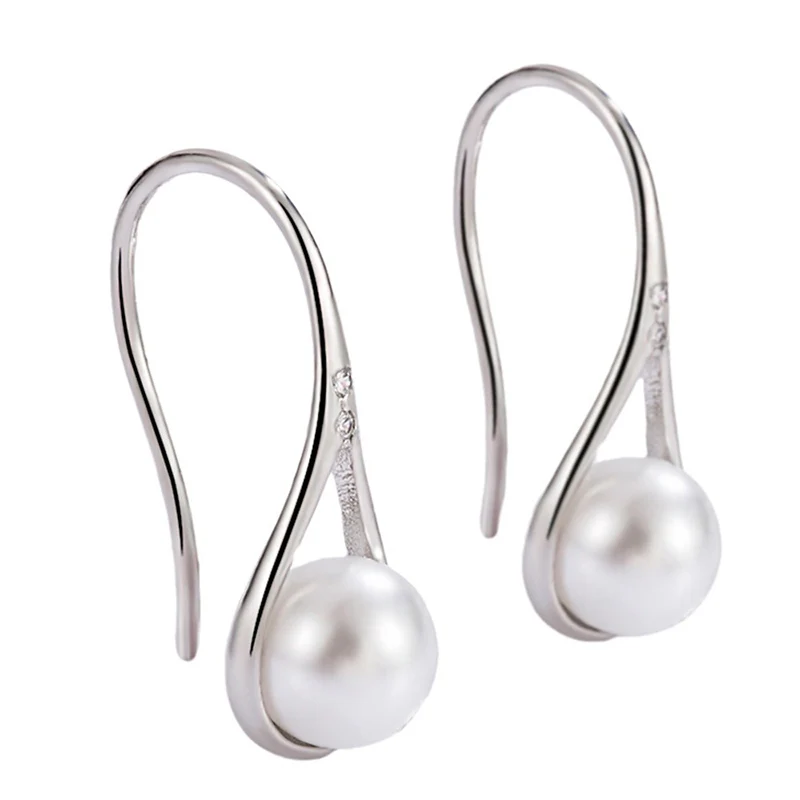 Korean Minimalist Earrings For Women Fashionable Commuting Pearl Earring 925 Sterling Silver Water Droplet Ear Hook KOFSAC