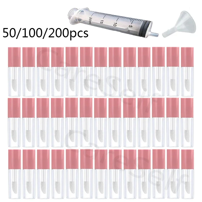 50/100/200PCS 1.2ML Empty pink Mini Lip Gloss Tube Refillable Lip Balm Cosmetic Travel Gloss Tube for Women DIY Makeup Bottles