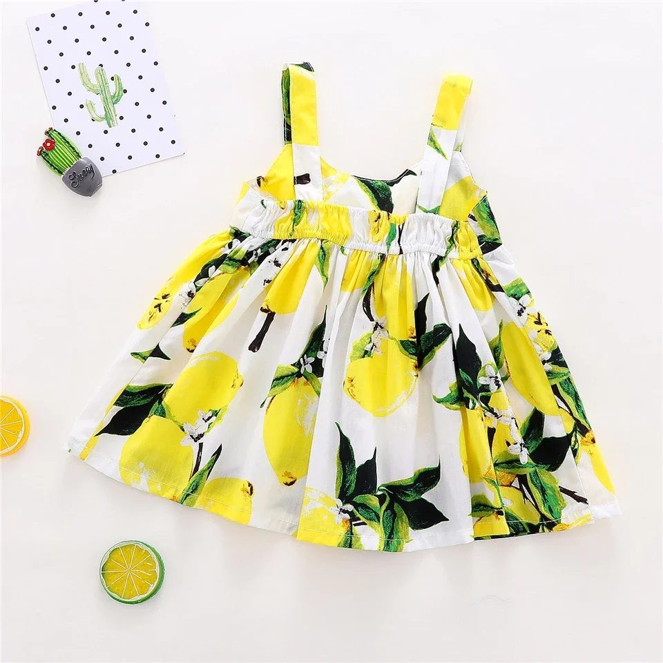 New Cute Printed Sleeveless Newborn Princess Dress Summer Baby Girl Dress Big Bow Baby Girl Birthday Dress Baby Girl Clothes