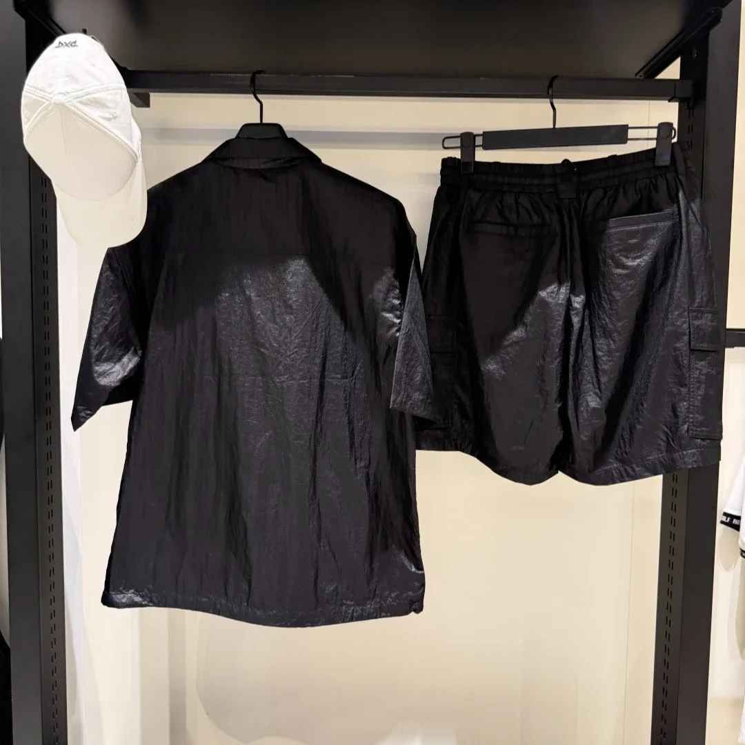 2-Piece Unisex Golf Short Sleeve and Shorts Set 2026 Fall New Korean Style Black Quick-Dry Breathable Polyester Stretch Outdoors