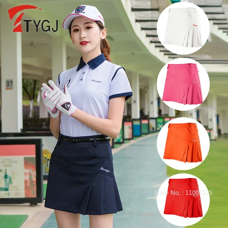 

TTYGJ Ladies A-Lined Golf Skirt Anti-light Pleated Skort Women Slim Sport Culottes Breathable High-Waist Golf Pantskirts XS-XXL