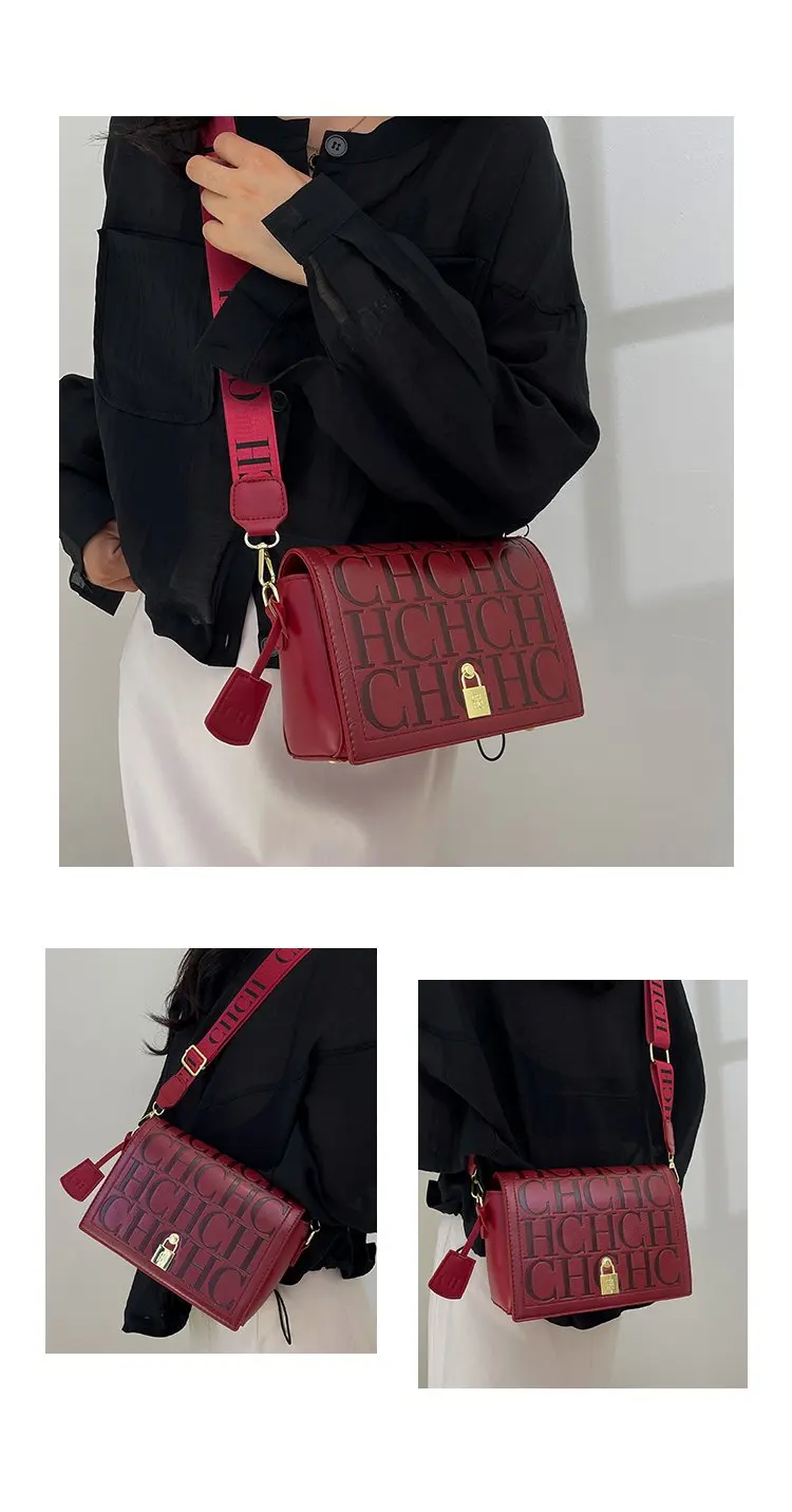 Fashion Classic Retro Women's New Shoulder Bag Letter PU Material Party Multi functional Crossbody Bag