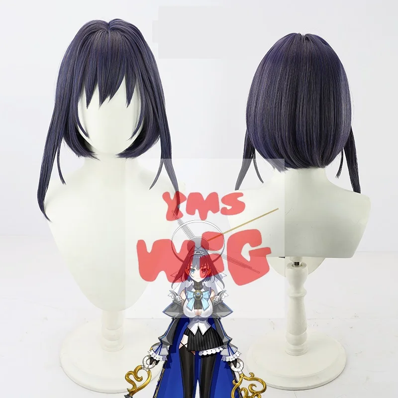 VTuber Ouro Kronii Cosplay Wig Hololive English Girls 06962 Dark Blue Short Straight Kawaii Synthetic Hair