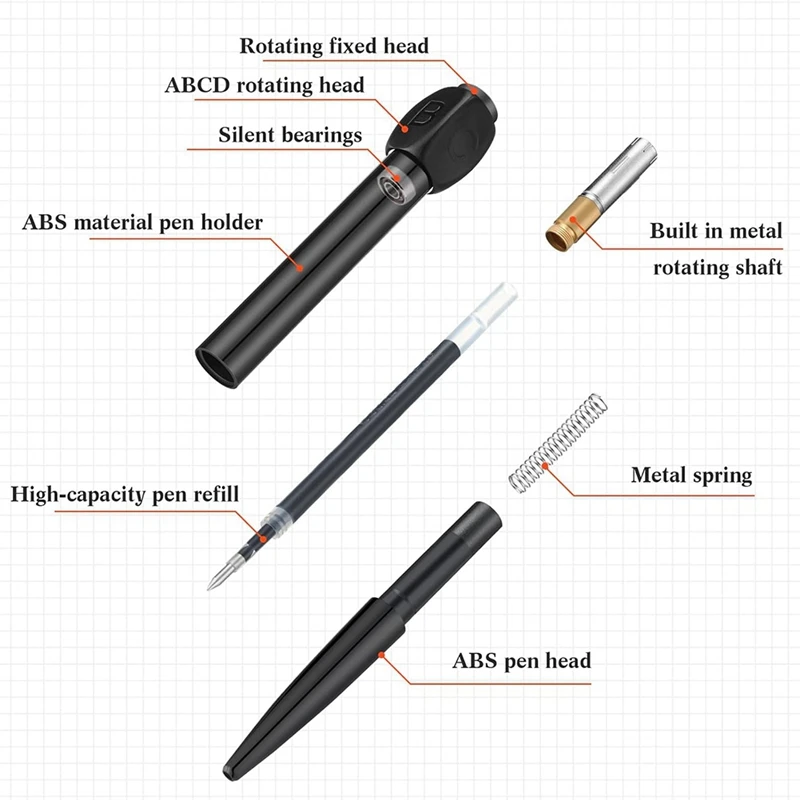 4 Pcs A B C D Rotation Reducer Ballpoint Pens Gadget Stress Relief Pen For Office Easy To Use