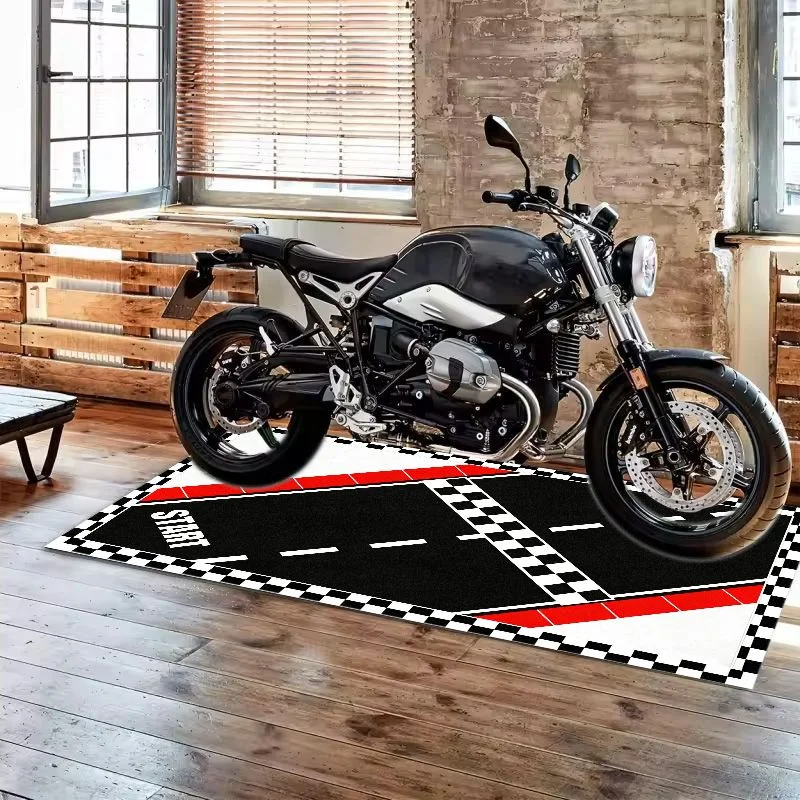 VIKAMA Race Start Checkered Pit Mat Racing Track Non Slip Rug For Garage Motorbike Parking & Workshop Display Floor Carpet