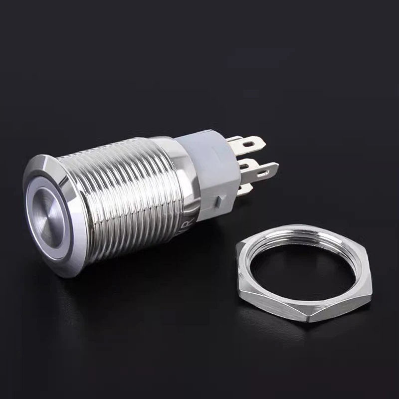 16/19/22mm Waterproof Metal Push Button Switch 220v led light Momentary self-Latching reset Power Switch 5V12V Red Blue ip65