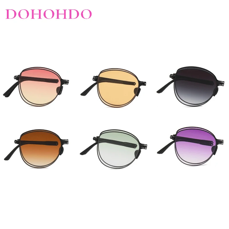 

Fashion Retro Designer Round Frame Sunglasses Women Men Vintage Folding Outdoor Sunglasses Female Travel Driving Shades UV400
