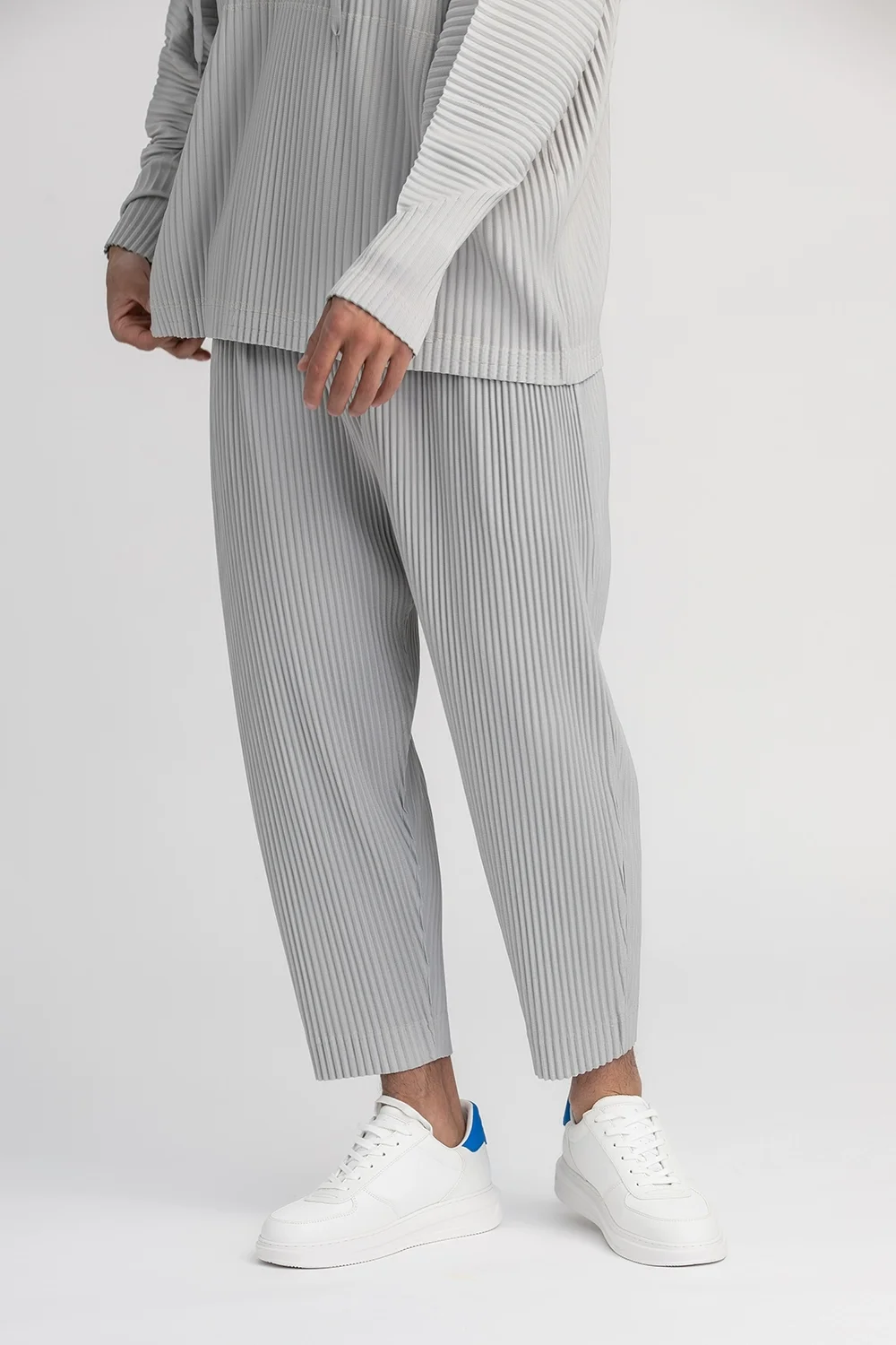 Miyake Plissee Hosen Solide Konische Hosen Bleistift Hosen Vier-saison Casual Böden Japanischen Streetwear Miyake Männer – Detail 3