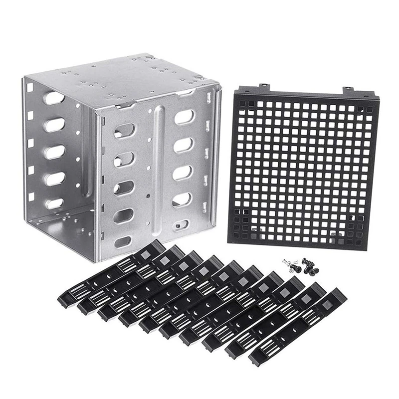 

4Set 5.25 Inch To 5 X 3.5 Inch SATA HDD Cage Rack Hard Drive Disk Enclosure Harddrive Disk Tray Caddy Adapter