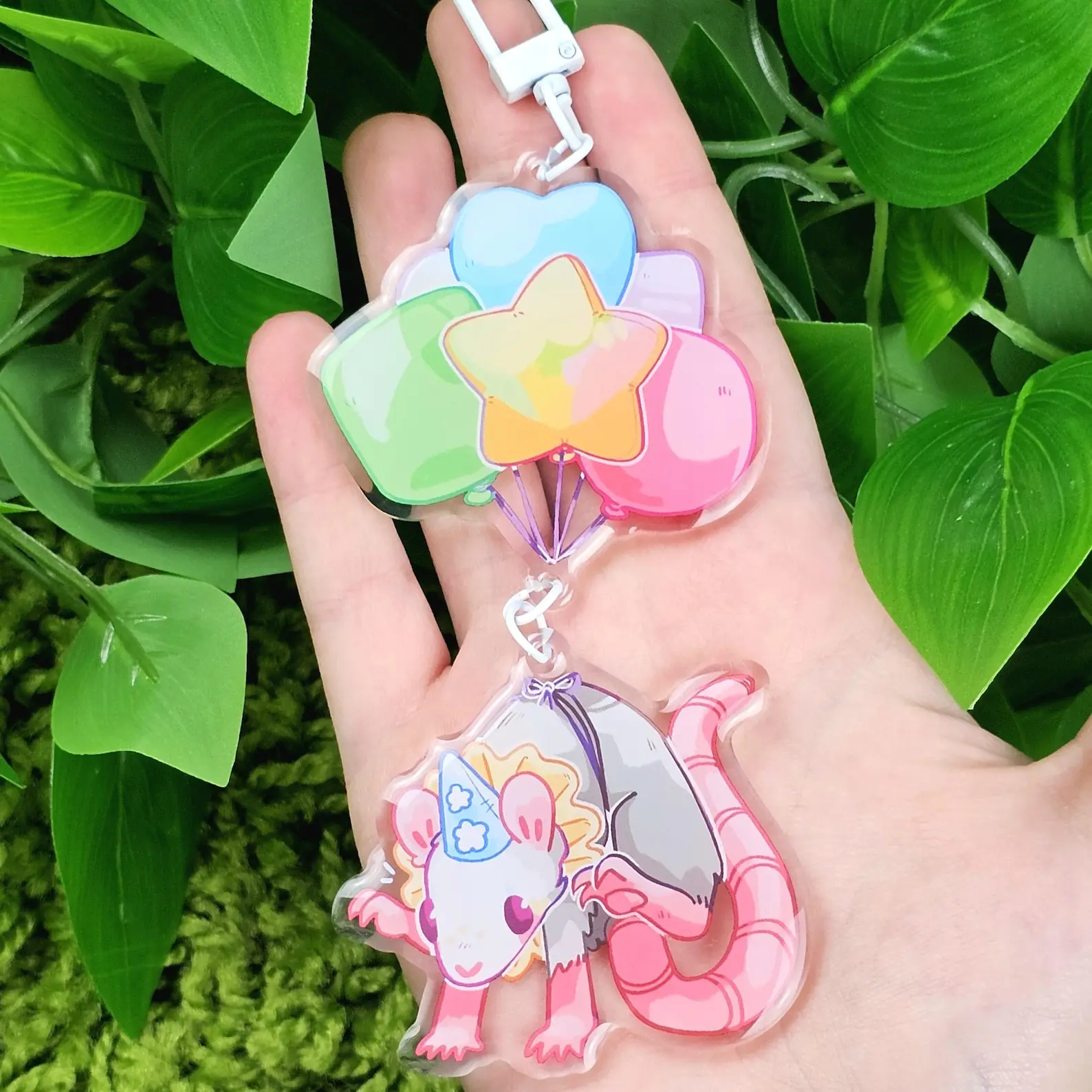 Rat Party Balloon Clown Dangle Keychain Unique Design Accessory, Perfect Gift Idea, Durable & Stylish, Ideal for Everyday Use
