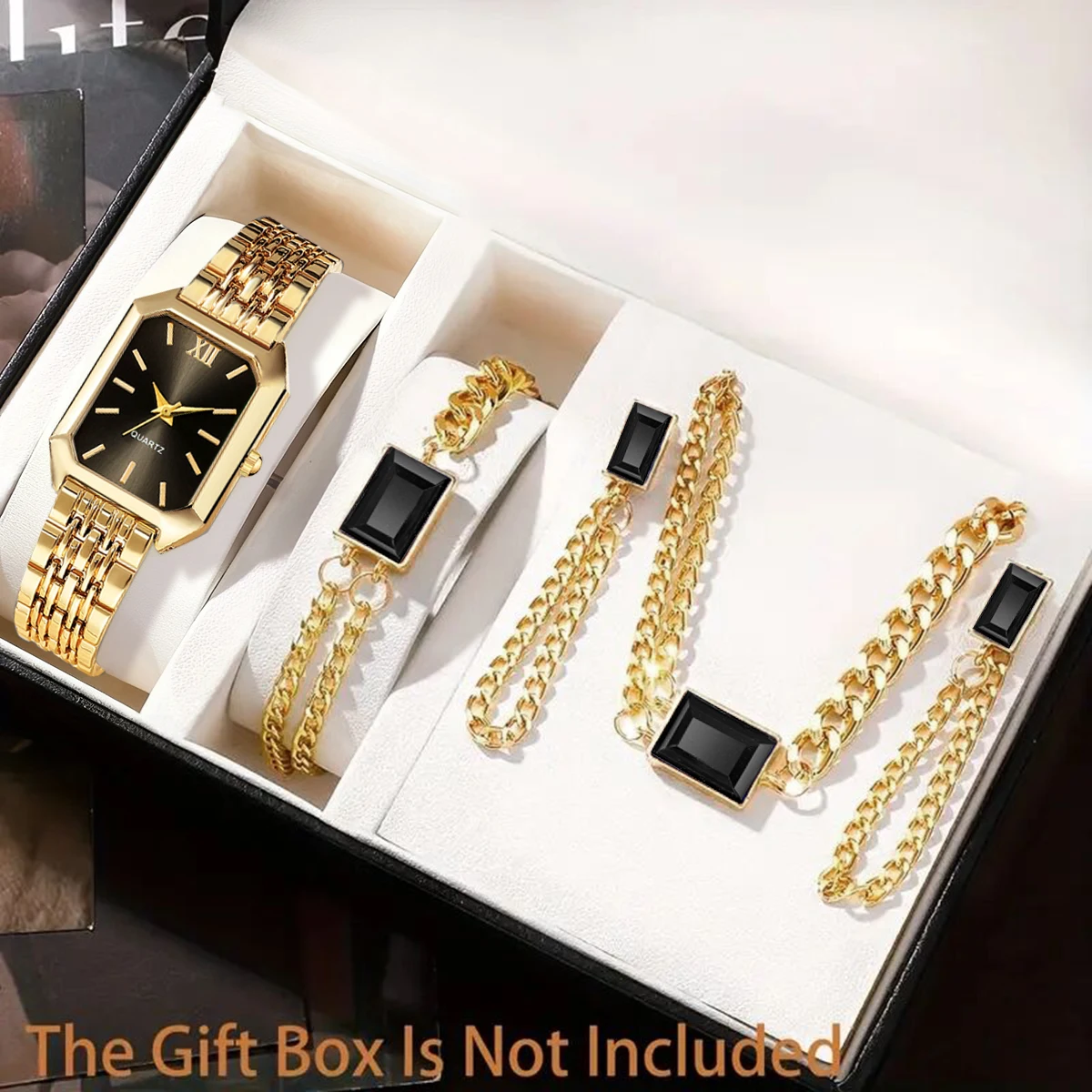 5pcs stylish women's quartz watch with necklace accessories set, suitable for daily wear and holiday gifts