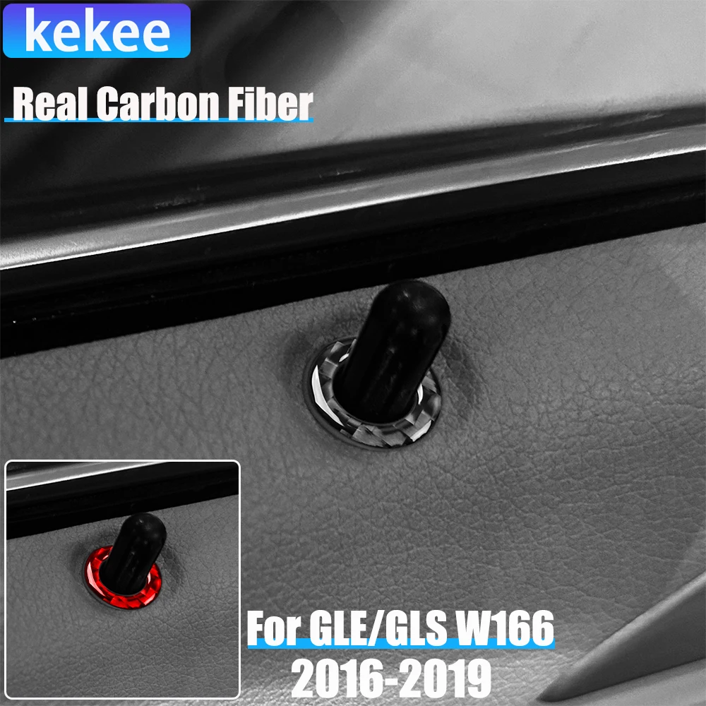 

Real Carbon Fiber Car Accessories Door Lock Ring Trim Cover Soft Sticker For Mercedes-Benz W166 GLE/GLS 2016 2017 2018 2019