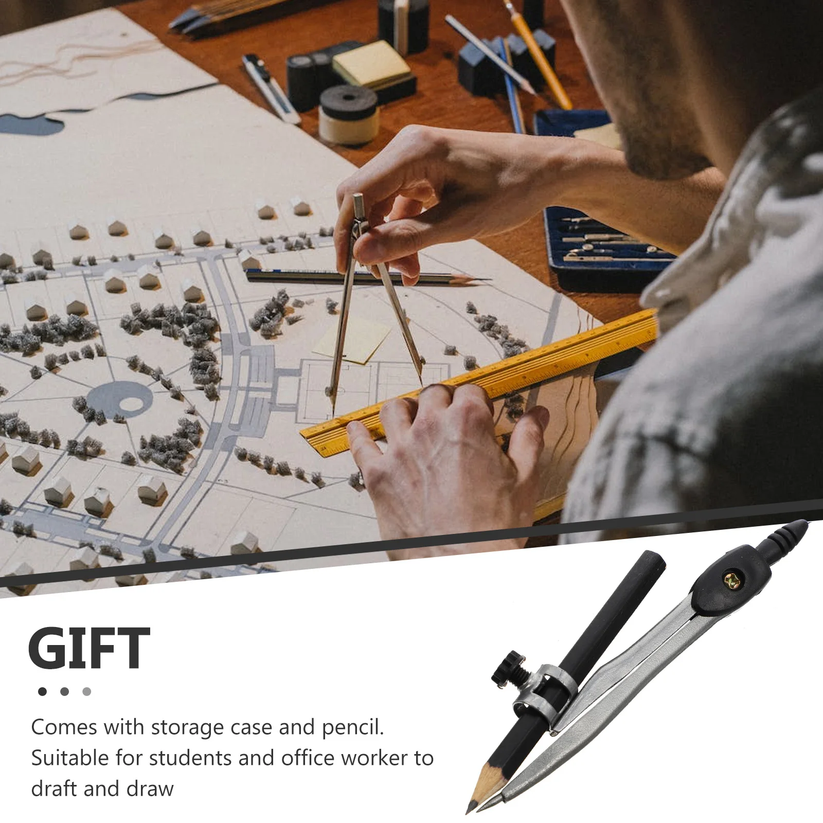 

1Pcs Professional Drafting Compass With Pencil Holder And Storage For Geometry Art Students