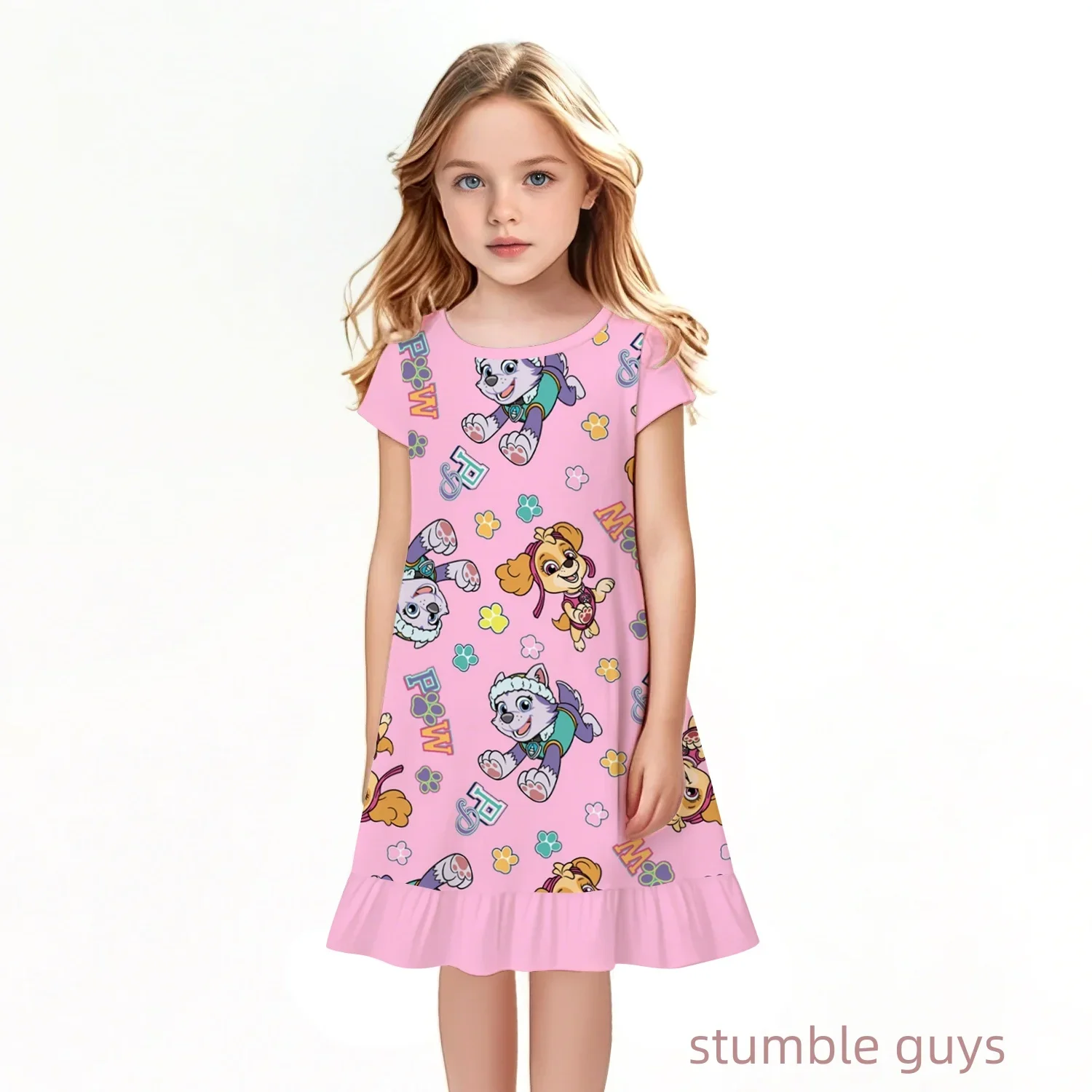 

PAW Patrols Nightdress Cartoon Dress Printing Sleepwear Girls Nightgowns Children Party Dresses Pajamas Girls Pleated Edge Dress
