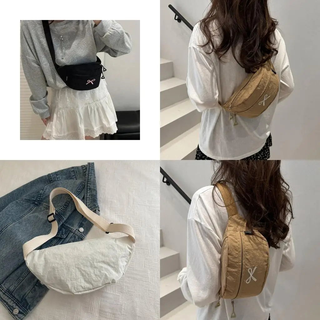 

Fashionable Chest Bag With Decorative Bows Detailing Multi Functional Storage