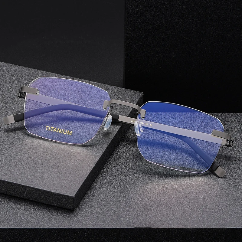 

Новинка 2025, титановая оптическая оправа для очков для мужчин и женщин, элитный бренд, без оправы, винтажная оправа для очков для близорукости, квадратные очки