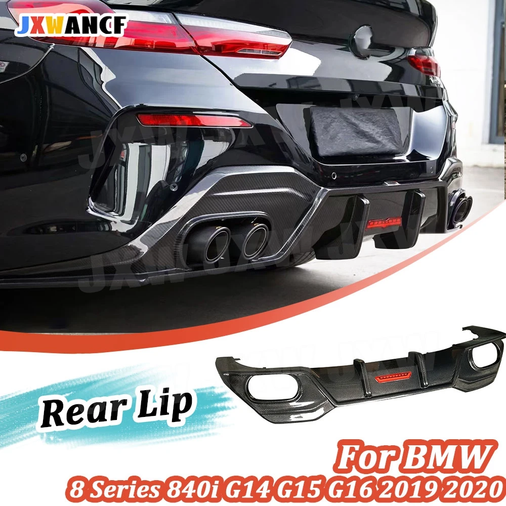 JXWANCF ألياف الكربون الجافة لسيارات BMW 8 Series 840i G14 G15 G16 2019 202 مانع صدمات خلفي للسيارة الناشر سبويلر #1