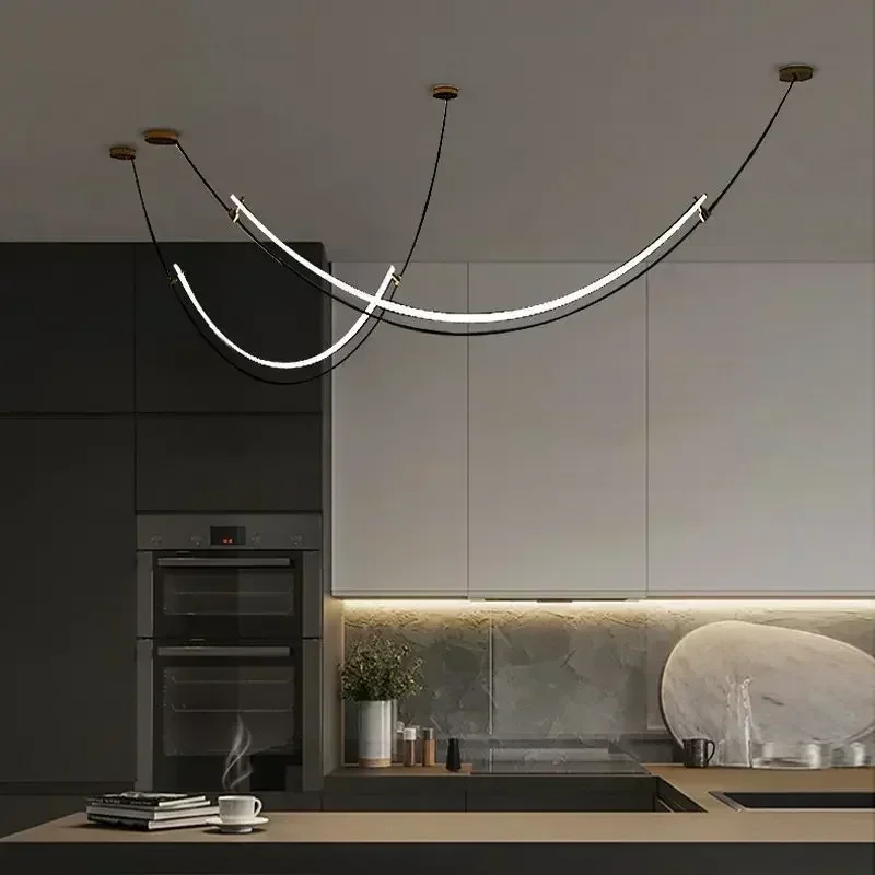 

Nordic Modern Hanging Chandelier Lustre Minimalist Line Design Led Lights Home Decor Living Room Dining Hotel Salon Chandeliers