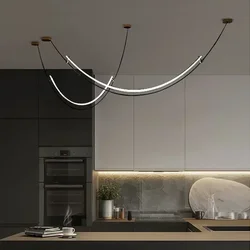 Nordic Modern Hanging Chandelier Lustre Minimalist Line Design Led Lights Home Decor Living Room Dining Hotel Salon Chandeliers