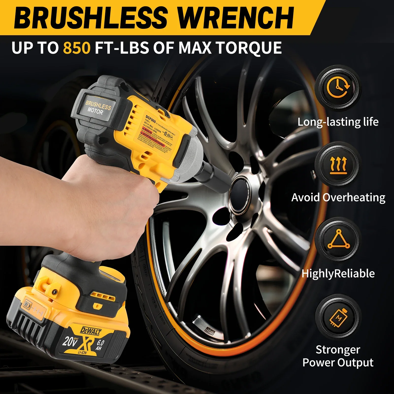 مفتاح ربط صدمي DEWALT DCF900 1/2 بوصة عزم دوران عالي 20 فولت مع حلقة خنزير سندان مفتاح ربط لاسلكي بدون فرش أدوات كهربائية ديوالت