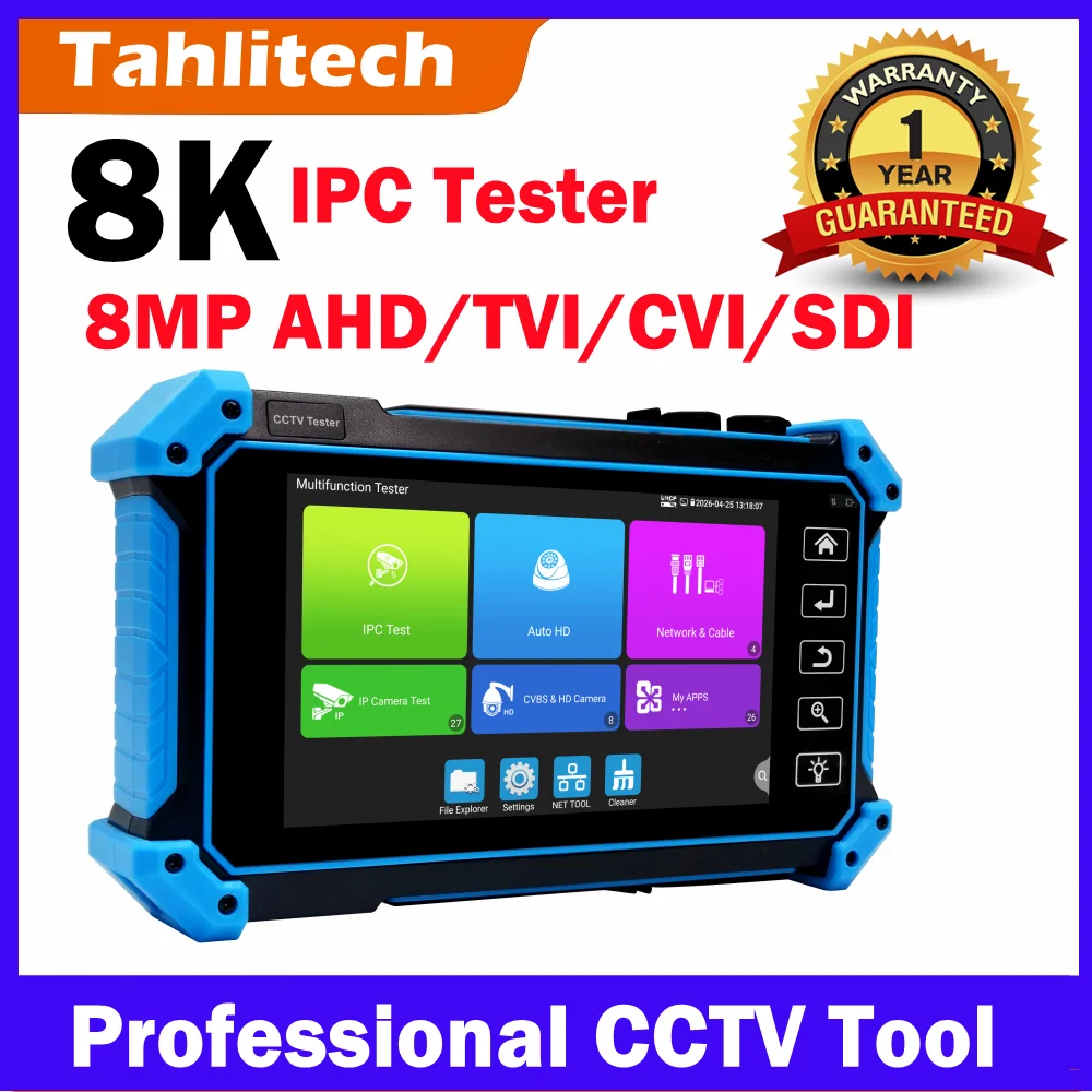 8K CCTV Tester IP camera ahd mini monitor hDMI VGA in IPC tester CCTV poe portable monitor cftv camera cable testing ONVIF PTZ