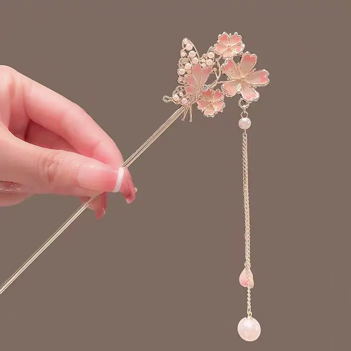 Sakura Hairpin with a High-End Feel, Hanfu Hairpin, Tassel Hairpin, Qipao Hairpin, Cute and Versatile view 4