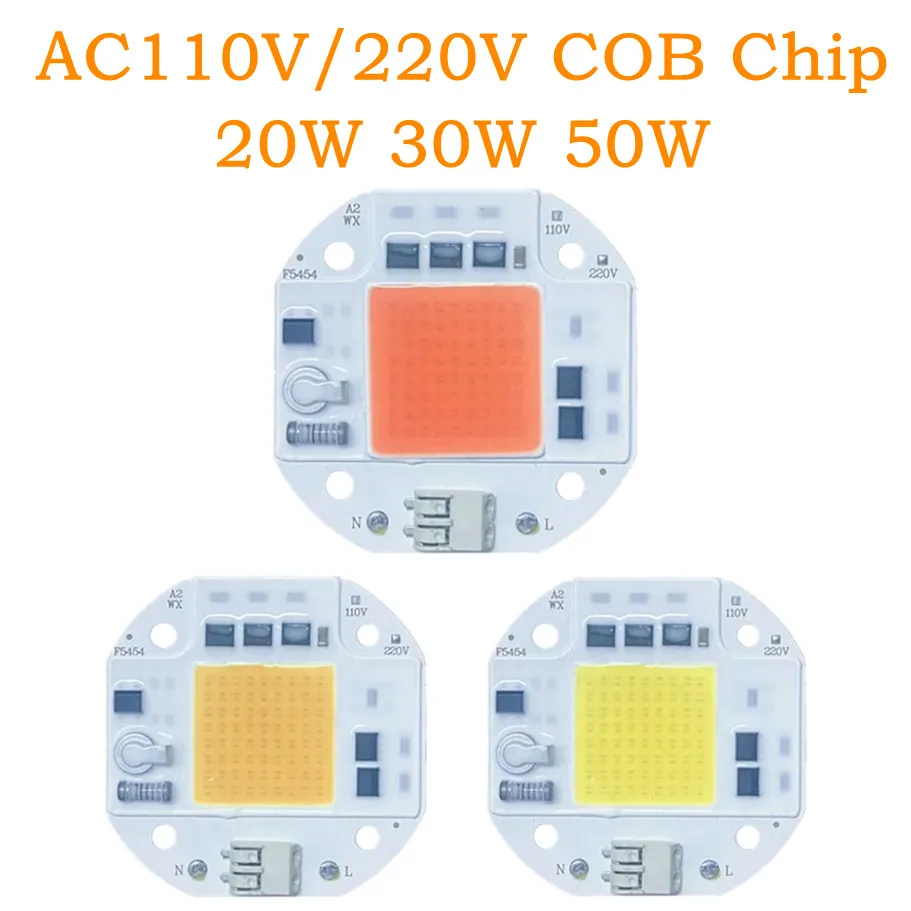 

AC 110 В/220 В светодиодный чип COB 20 Вт 30 Вт 50 Вт светодиодный чип не требуется драйвер для прожектора DIY освещение высокая яркость источник света