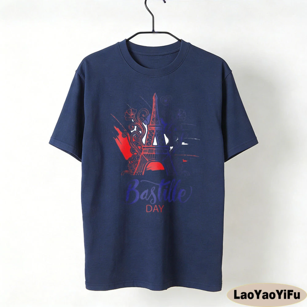 Bastille Day T-Shirt French National Day Tshirt Bastile 14 July 1789 Shirt Men Women Casual Fashion Crewneck Cotton Tee Tops