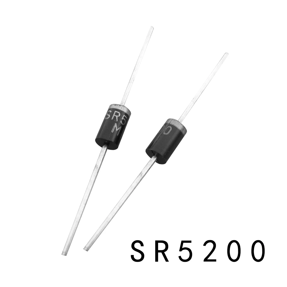 100PCS SR5200 Schottky Barrier Rectifier Diode 5A 200V DO-201AD/DO-27