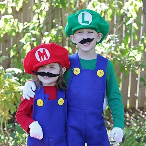 Cosplay Cartoon Hats With Moustache Halloween kids Hats Costumes Anime Figure party funny accessories