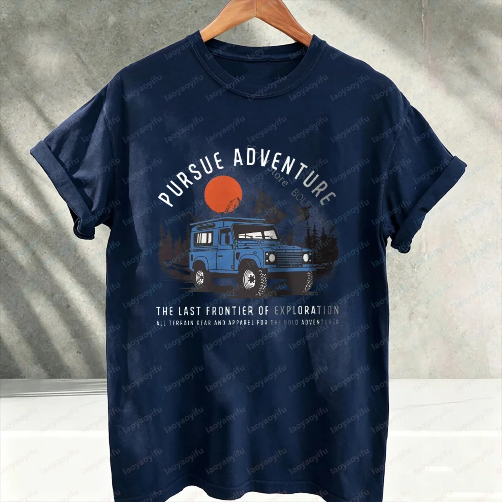 Wilderness Explorer Vintage Medal Printed Unisex Men Women Cotton T-Shirt Topographic Graphic Graphic T Shirts Women Clothing