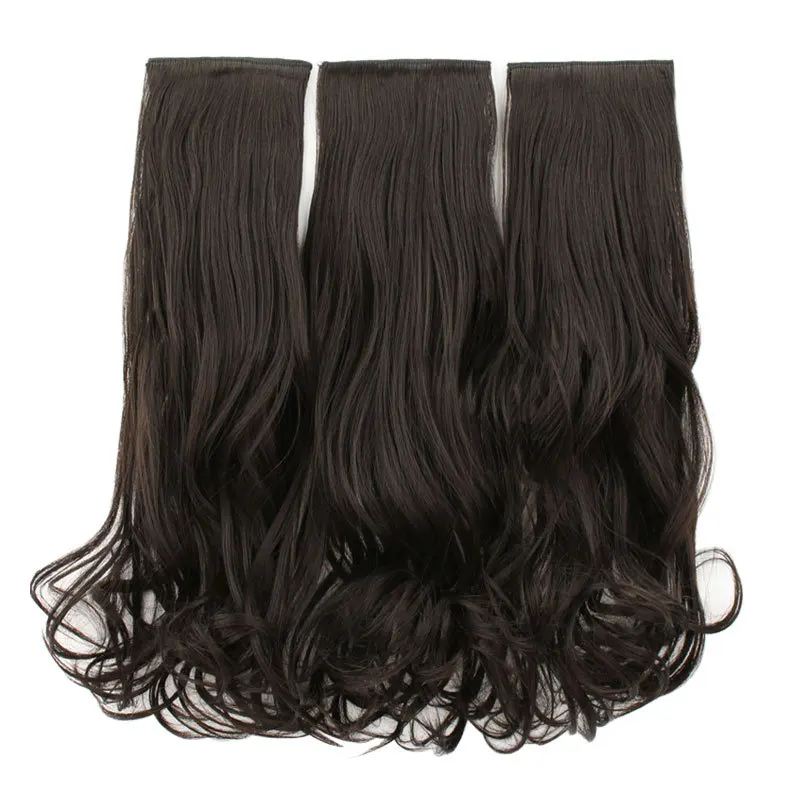 3개 세트 합성 헤어 익스텐션 클립형 헤어피스 여성용 긴 곱슬머리 빅 웨이브 인비저블 가짜 머리카락