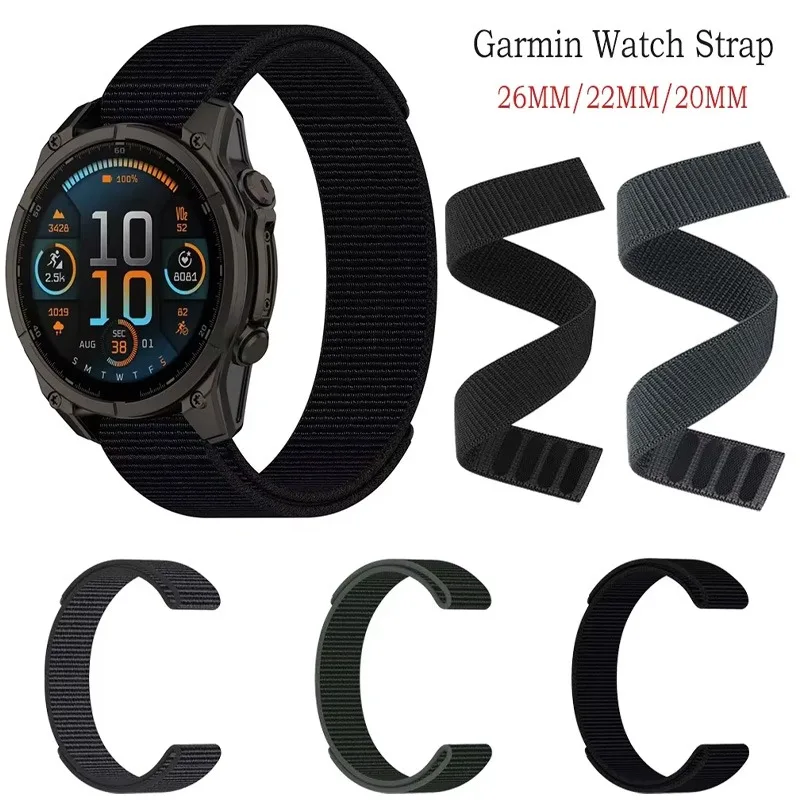 26mm 22mm 20mm Hakenschlaufe Nylonband für Garmin Tactix8/Fenix 8 51/47mm Armband Armband Fenix E 7X Enduro3/Quatix7 Pro Correa