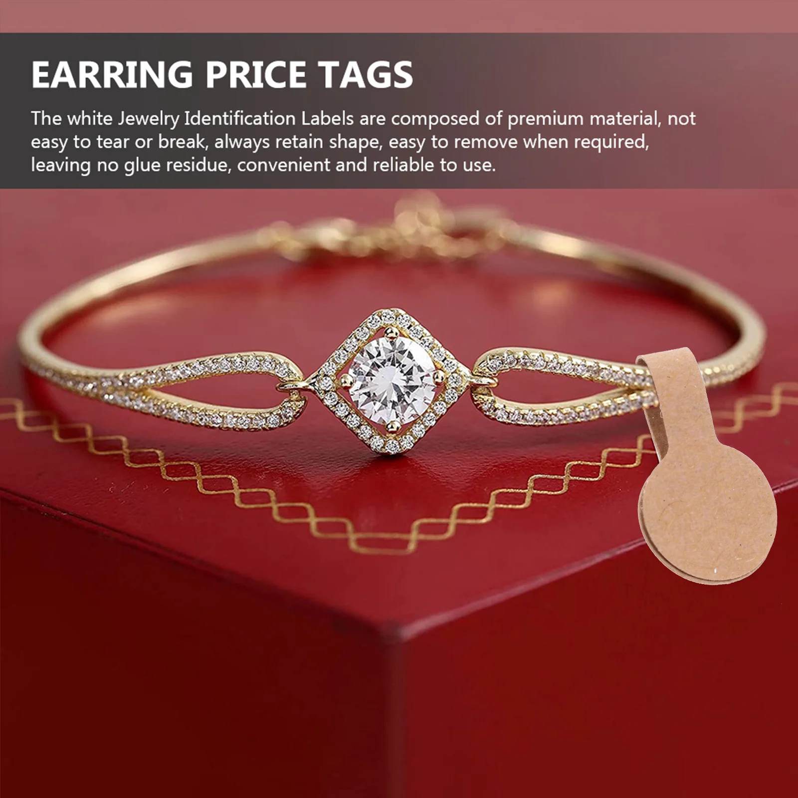 100Pcs Blank Kraft Paper Labels Adhesive Jewelry Marking Tags Pricing Display Tags for Rings Clothes Stationery