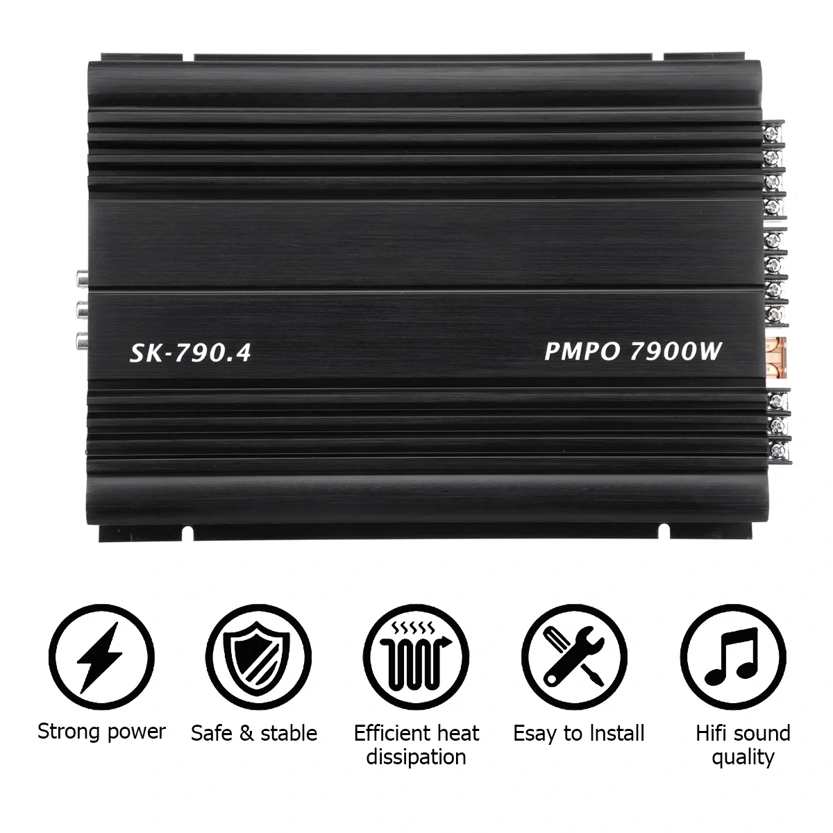 SK-790.4 4-Channel 12V Car Power Amplifier Class A/B Digital Stereo Surround Passive Subwoofer Audio Player For Cars Max 7900W