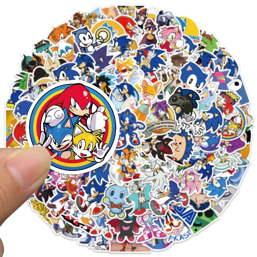 100Pcs/Set Sonic Stickers Cute Cartoon Classic Toys Decoration Decals DIY Stationery Phone Case Kids Anime Sticker Toy