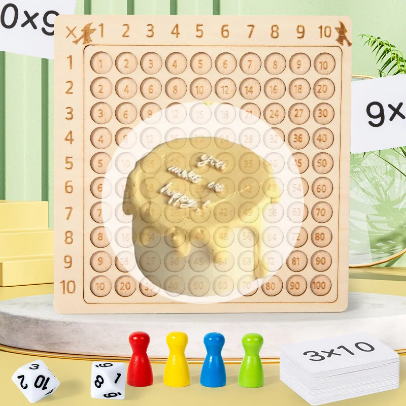 Tabla de multiplicación de madera 99, juguetes aritméticos Montessori, tabla de multiplicación, aprendizaje de matemáticas, ayuda para el aprendizaje del conteo para niños, 1 ud.