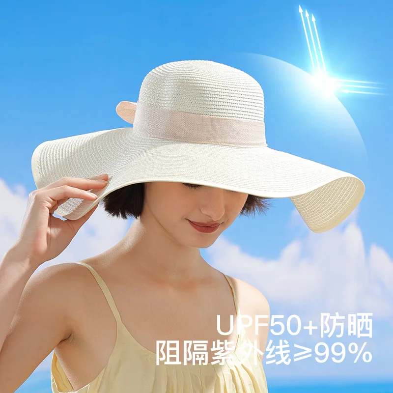 REXCHI New Straw Hat Summer Sunscreen Cool Hat Sun Hat Outdoor Pot Hat Big Eaf Beach Hat Sunshade Hat XMZ262