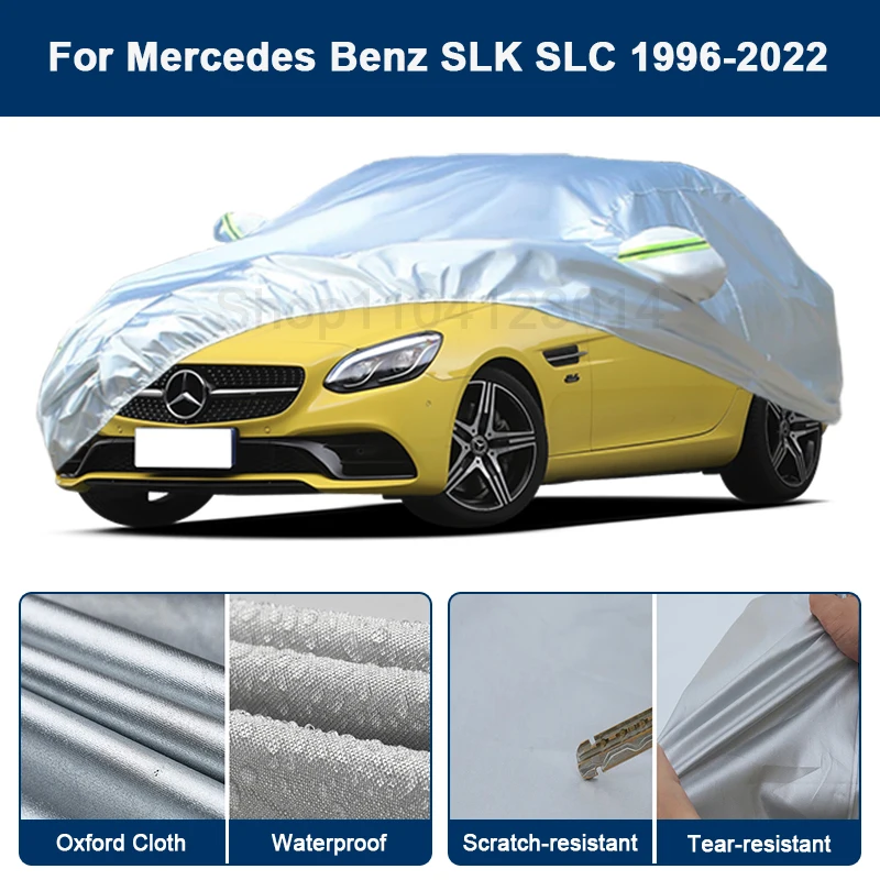 

Outdoor Full Car Cover For Benz SLK SLC 1996-2022 with Reflective Strips Waterproof Snowproof Dustproof UV Protection