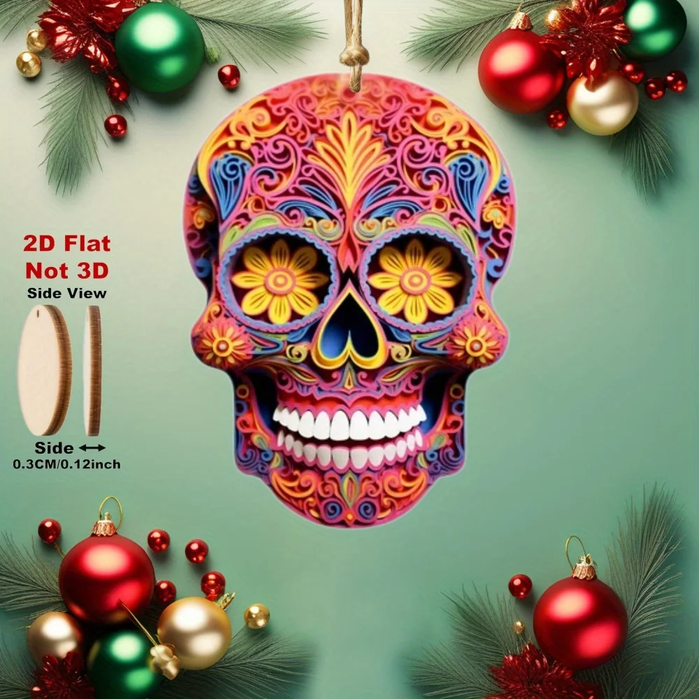 2D Flache Wandmasken, vielseitige Feiertagsdekoration für Zuhause, einfach aufzuhängen, kein Werkzeug erforderlich, keine Stromversorgung nötig, Halloween, Weihnachten, Tag der Toten – Detail 2