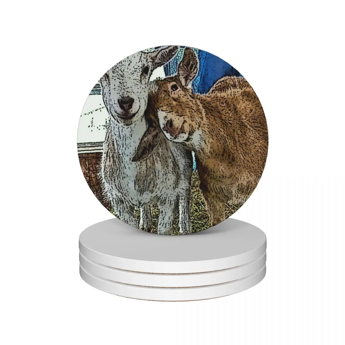 

Goats who Care Ceramic Coasters (Set of 4) for ceramics household utensils kitchen tea cup holders plate Coasters