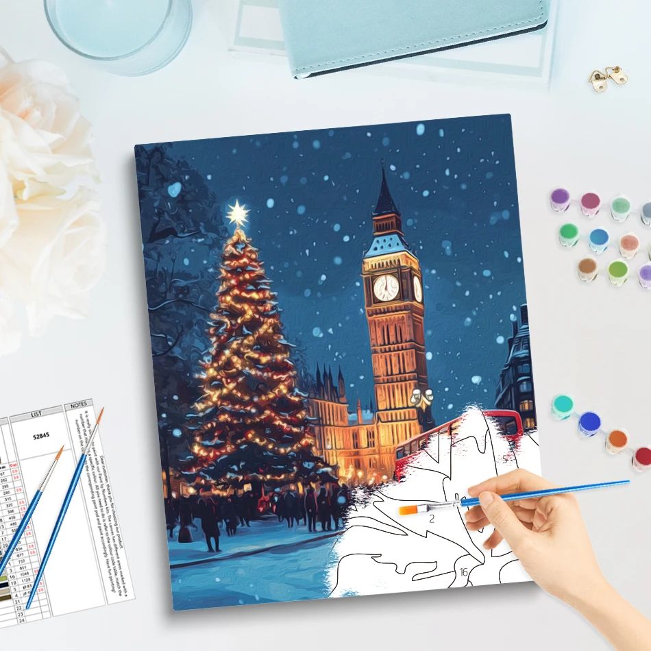

GATYZTORY Paintings For Painting By Numbers Christmas scenery Paint Pictures By Numbers Drawing On Canvas festival gift Diy Set
