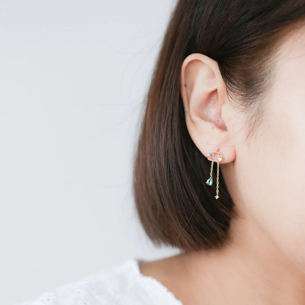 

1Pair Asymmetric Tassel Earrings Delicate Design Easy Wear Take Off Beautiful Gift Silver Tassel Earrings Ear Dangle