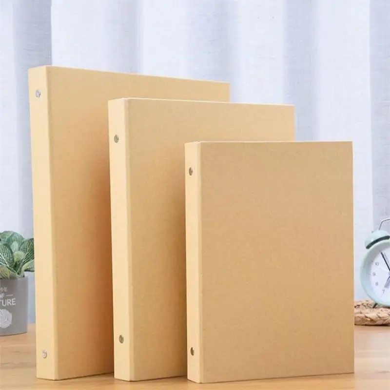 15pcs/Pack A5 A4 Vintage Kraft Paper Black White Sheets Ring Binder Spiral Craft Notebook Hard Cover B5 Home DIY Handmade Album